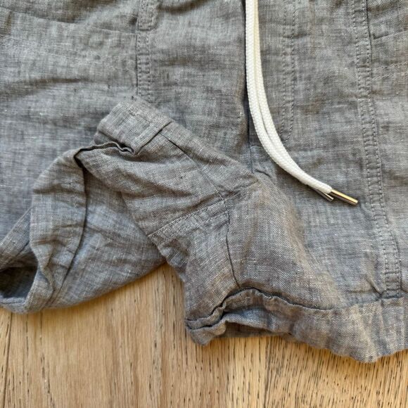 Athleta Cabo 100% Linen Shorts Size 4 Small Gray Pull On Drawstring Breathable - Picture 2 of 5